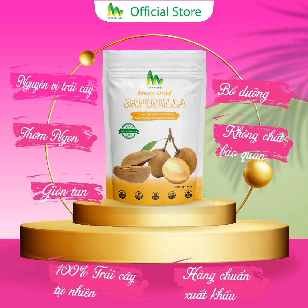 Sapoche sấy thăng hoa 50g HANA NGUYÊN, vị ngọt tự nhiên, đồ ăn vặt trái cây, chuyên đi xuất khẩu