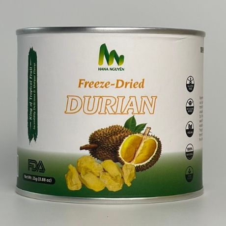 Sầu riêng sấy thăng hoa dạng lon 25g, độc quyền thương hiệu HANA NGUYÊN