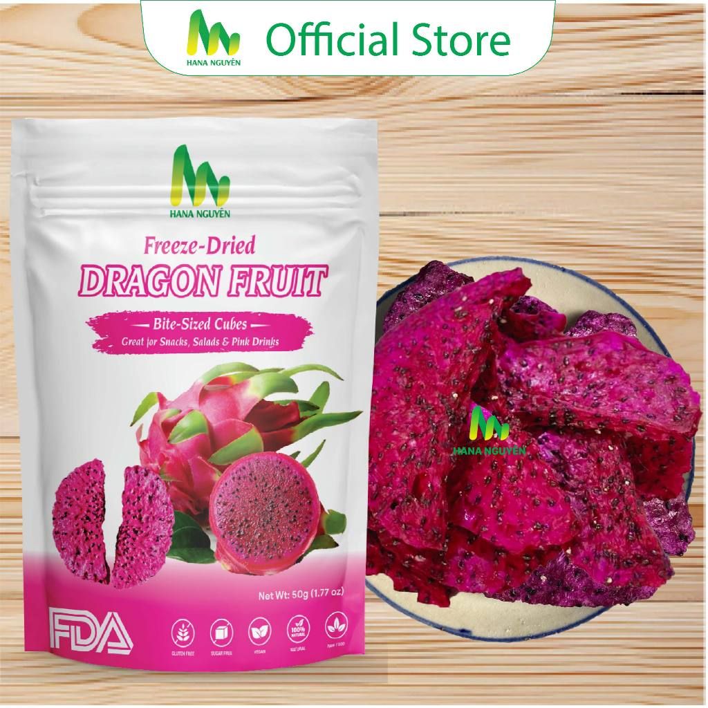 Thanh long sấy thăng hoa 50g HANA NGUYÊN, ngon ngọt bổ dưỡng, chuyên đi xuất khẩu nhiều nước