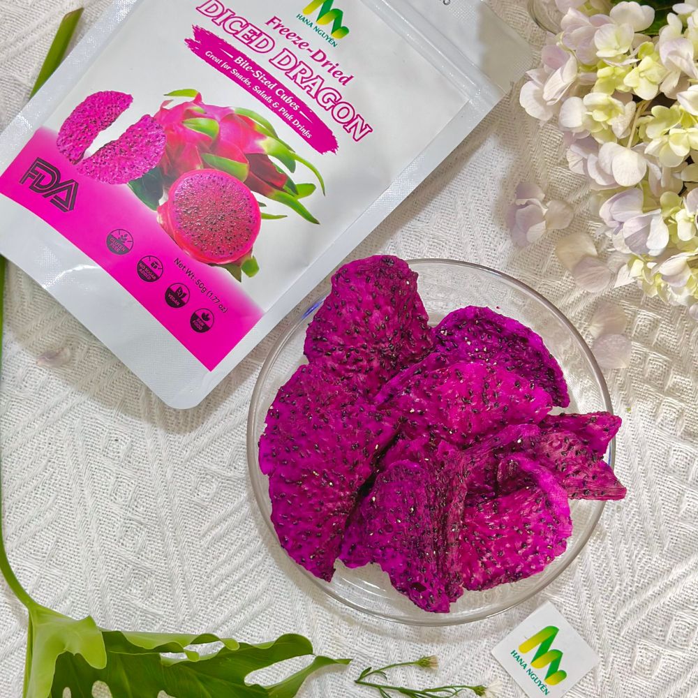 Thanh long sấy thăng hoa 50g HANA NGUYÊN, ngon ngọt bổ dưỡng, chuyên đi xuất khẩu nhiều nước