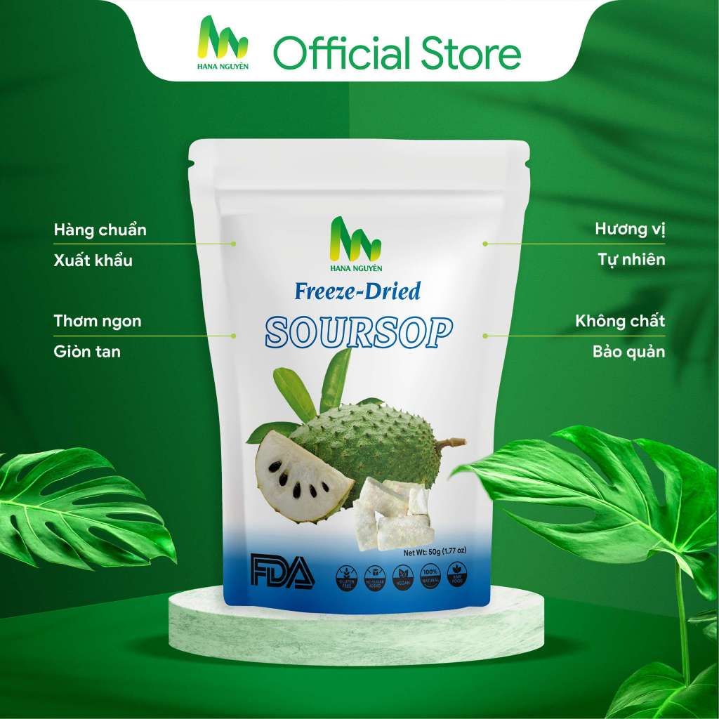 Mãng cầu xiêm sấy thăng hoa 50g HANA NGUYÊN, cung cấp nhiều vitamin tốt, chuyên đi xuất khẩu