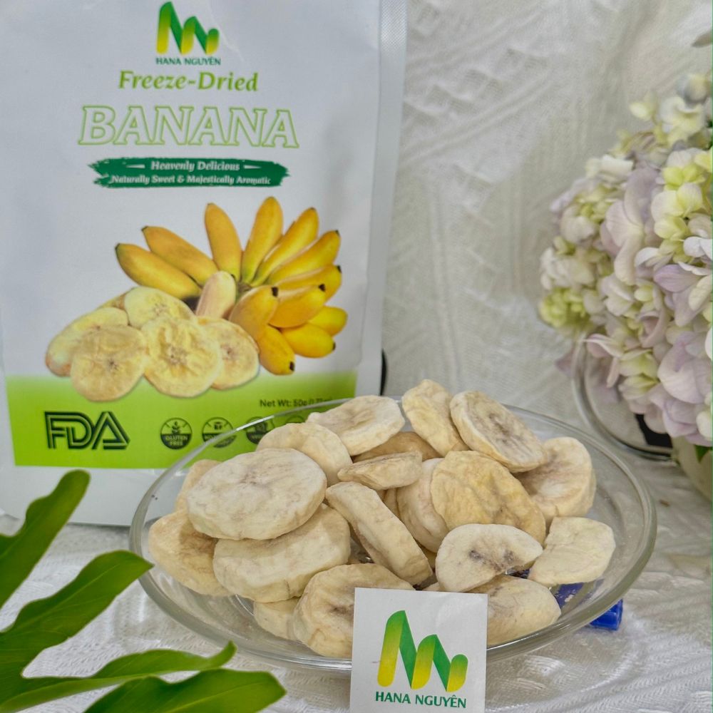 Chuối sấy thăng hoa 50g HANA NGUYÊN, bổ sung năng lượng cho cơ thể, sản phẩm có nguồn gốc tự nhiên