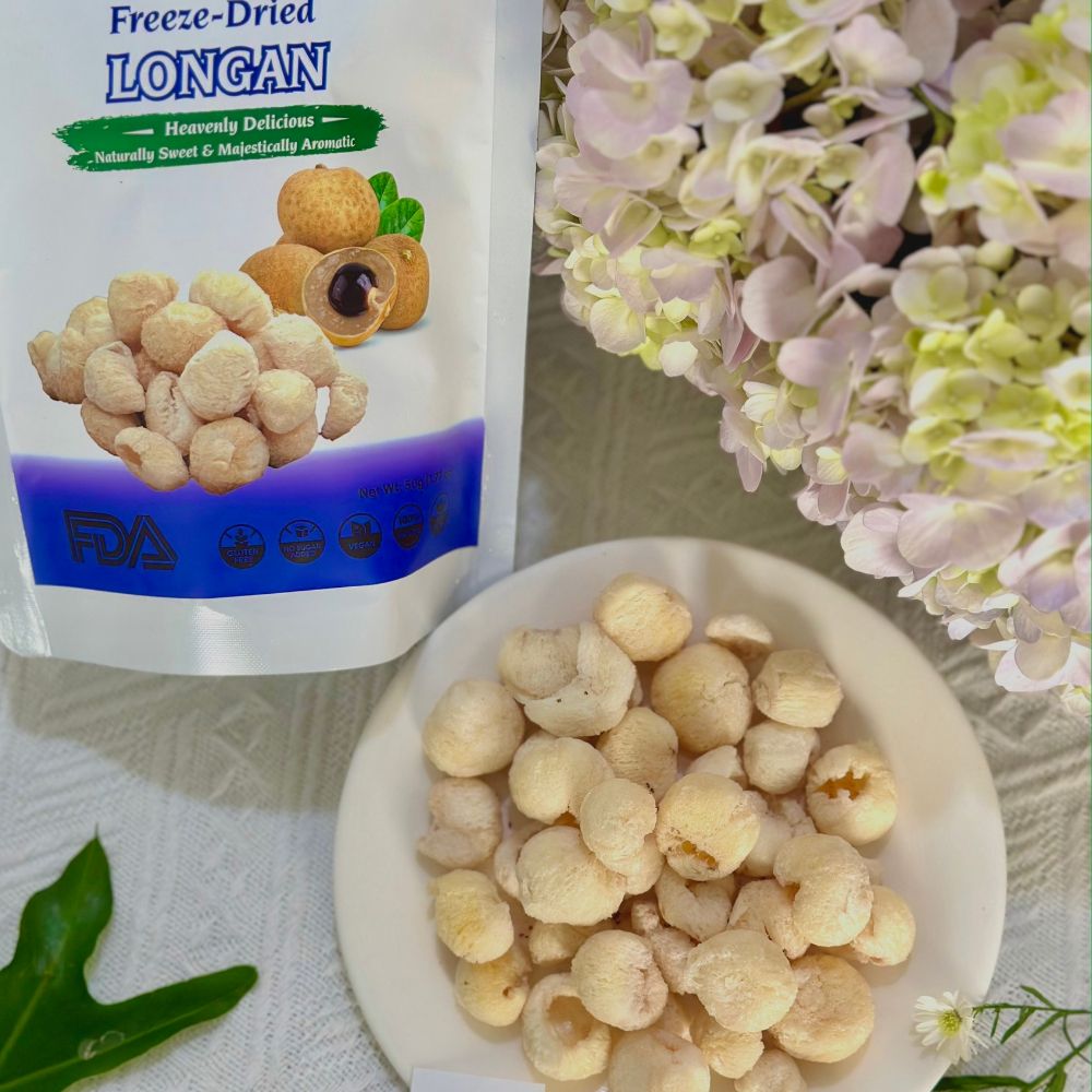 Nhãn sấy thăng hoa 50g HANA NGUYÊN, chuyên xuất khẩu đi nhiều nước