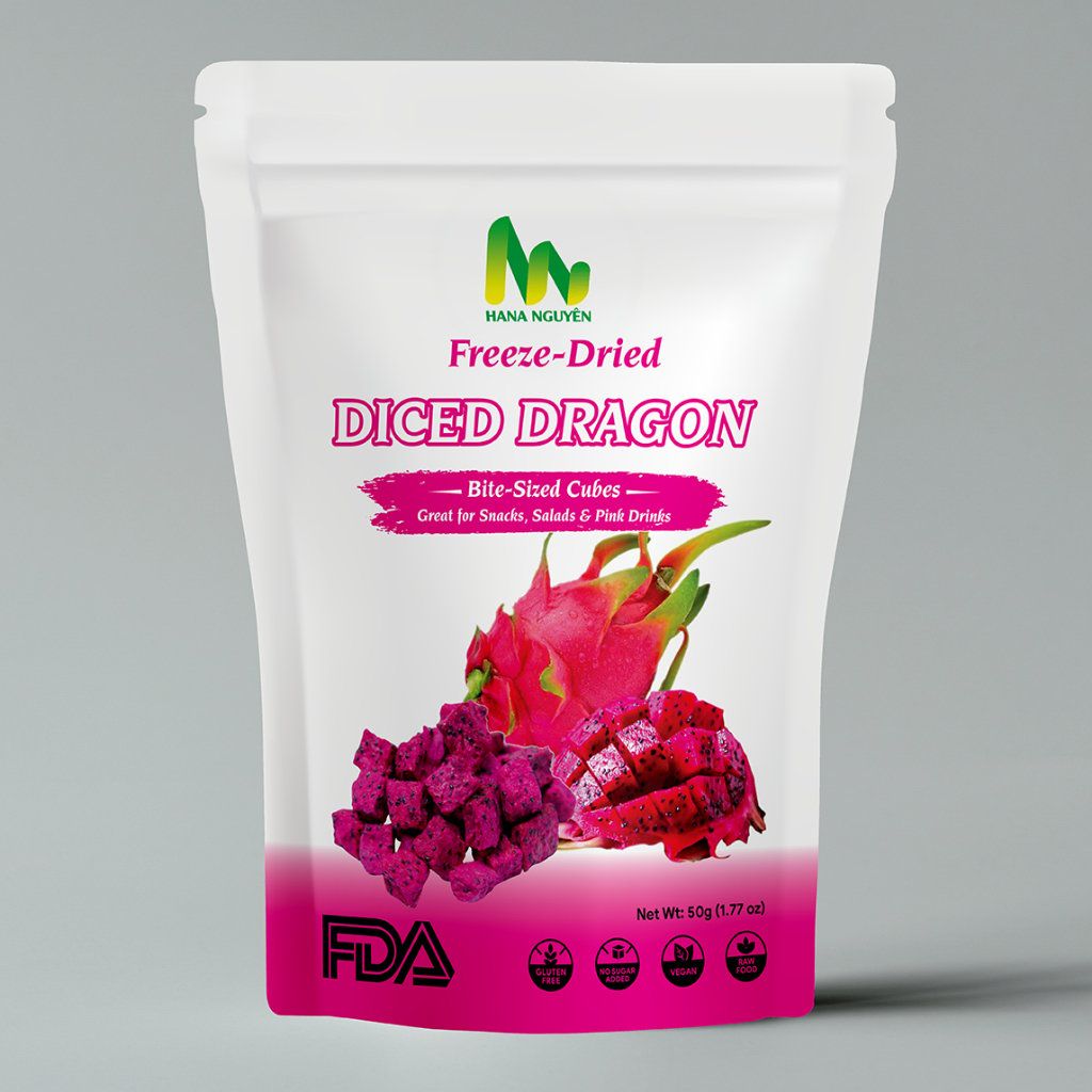 Thanh long sấy thăng hoa 50g HANA NGUYÊN, ngon ngọt bổ dưỡng, chuyên đi xuất khẩu nhiều nước