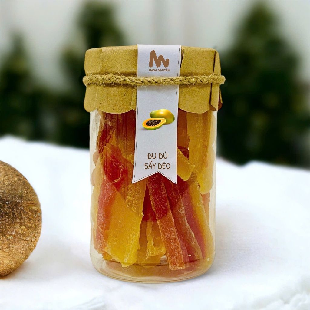 Đu Đủ Sấy Dẻo Hana Nguyên | Trái Cây Sấy Dẻo Chất Lượng Xuất Khẩu | 180g