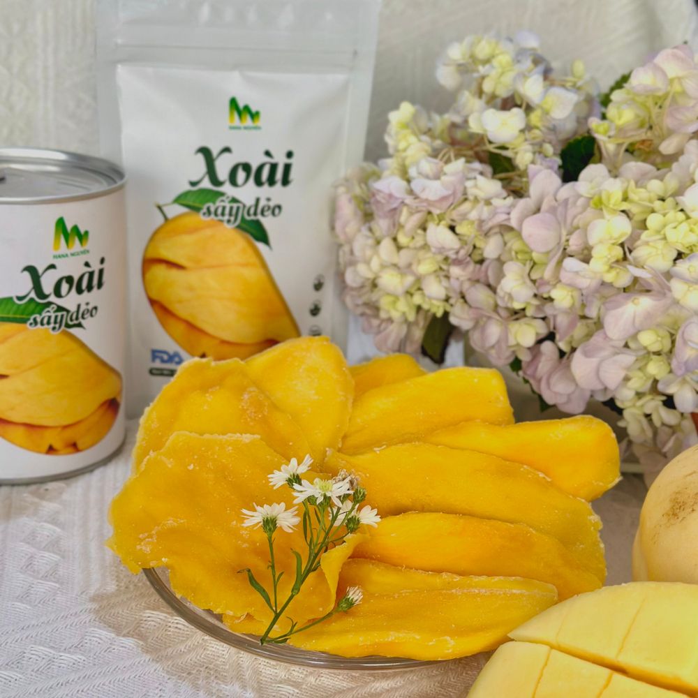 Xoài sấy dẻo HANA NGUYÊN, vị chua ngọt tự nhiên, đồ ăn vặt với chất lượng xuất khẩu