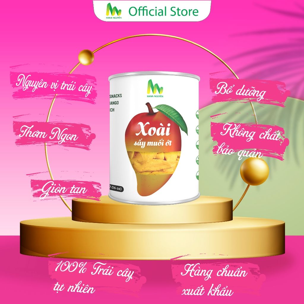 Xoài sấy dẻo muối ớt dạng lon 200g, độc quyền thương hiệu HANA NGUYÊN