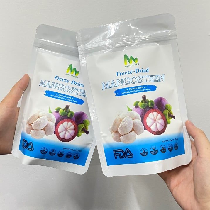 Măng cụt sấy thăng hoa 50g HANA NGUYÊN, giòn, có vị chua và ngọt, đồ ăn vặt trái cây
