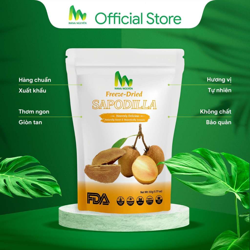 Sapoche sấy thăng hoa 50g HANA NGUYÊN, vị ngọt tự nhiên, đồ ăn vặt trái cây, chuyên đi xuất khẩu