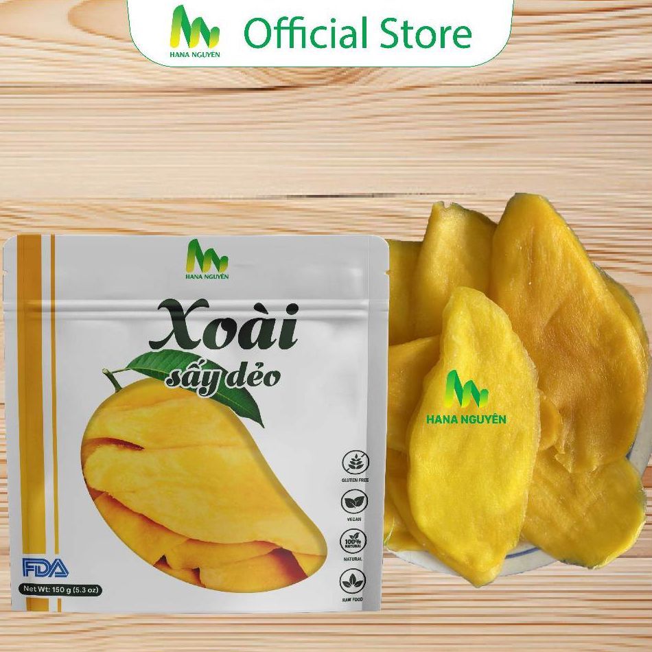 Xoài sấy dẻo HANA NGUYÊN, vị chua ngọt tự nhiên, đồ ăn vặt với chất lượng xuất khẩu