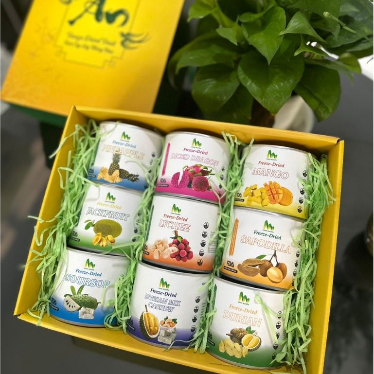 Hộp quà trái cây sấy thăng hoa Hana Nguyên đa dạng nhiều vị trái cây, làm quà tặng