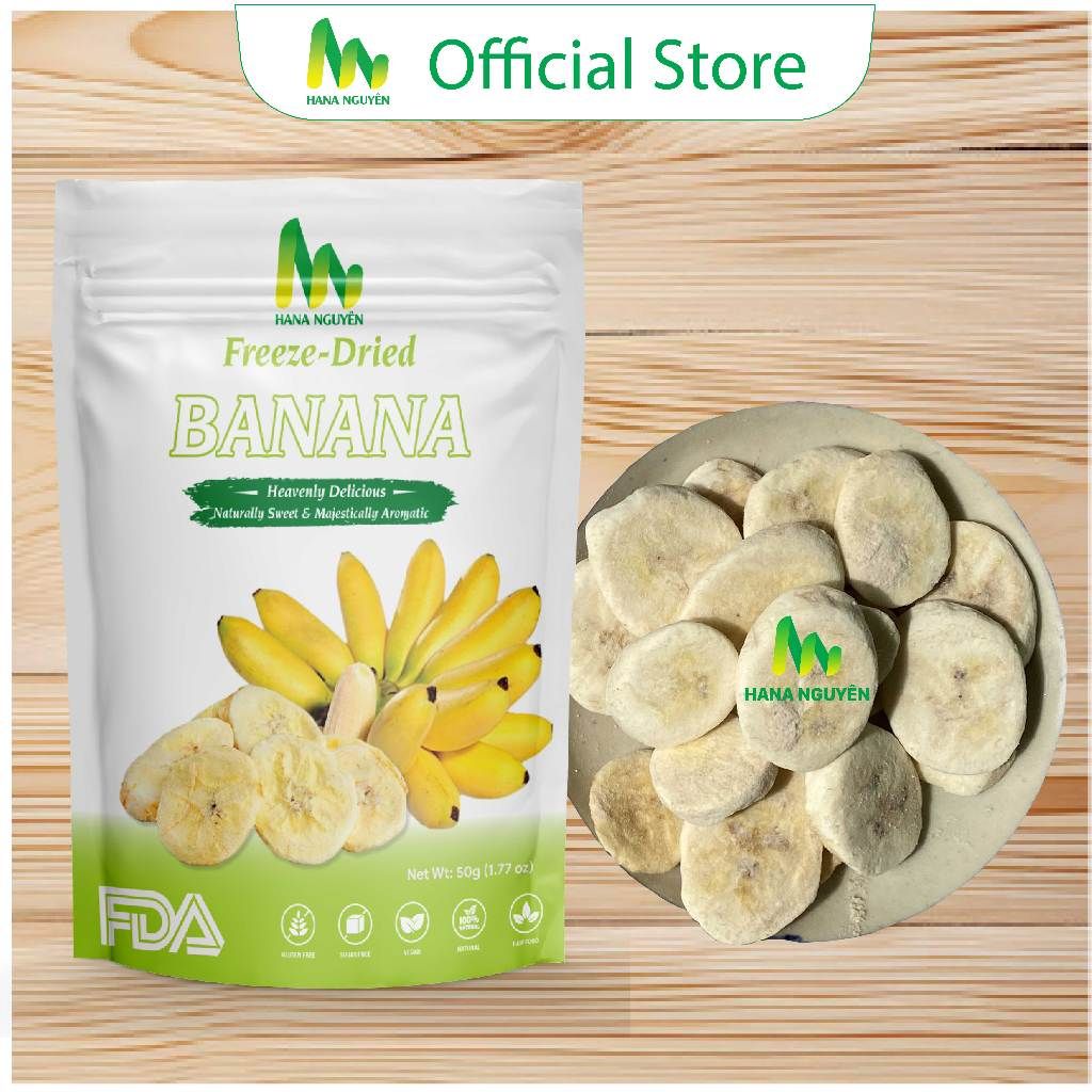 Chuối sấy thăng hoa 50g HANA NGUYÊN, bổ sung năng lượng cho cơ thể, sản phẩm có nguồn gốc tự nhiên