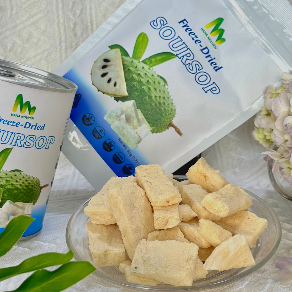 Mãng cầu xiêm sấy thăng hoa 50g HANA NGUYÊN, cung cấp nhiều vitamin tốt, chuyên đi xuất khẩu