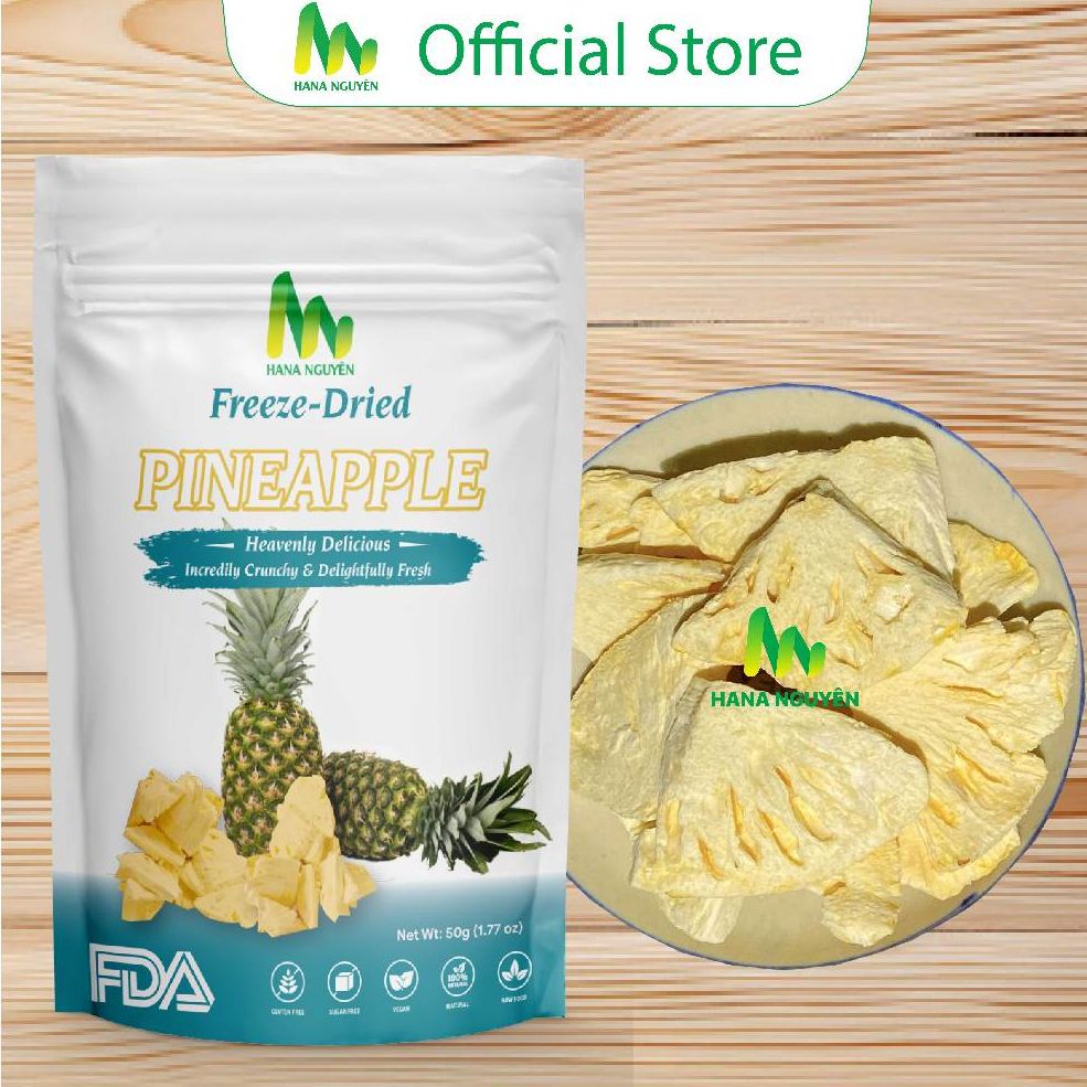 Dứa (Thơm) sấy thăng hoa 50g HANA NGUYÊN, thơm ngon bổ dưỡng