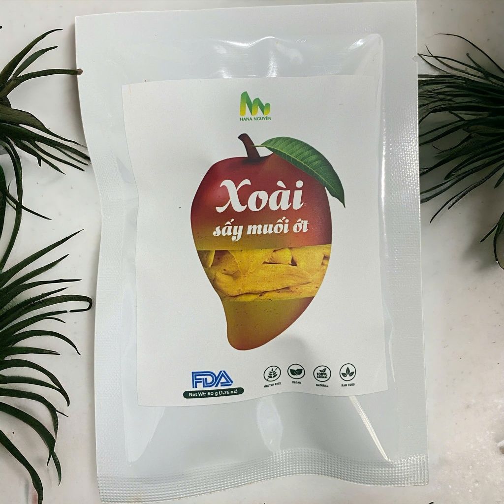 Xoài sấy dẻo muối ớt HANA NGUYÊN, kết hợp vị chua cay mặn ngọt cắt sợi, 300g,500g