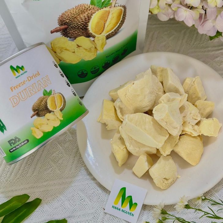Sầu riêng sấy thăng hoa dạng lon 25g, độc quyền thương hiệu HANA NGUYÊN
