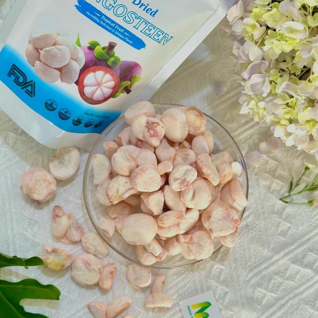 Măng cụt sấy thăng hoa HANA NGUYÊN, giòn, có vị chua và ngọt, đồ ăn vặt trái cây