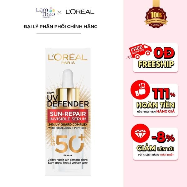 Serum Chống Nắng Phổ Rộng Mỏng Nhẹ Loreal UV Defender Sun-Repair Invisible Serum SPF 50+ PA++++