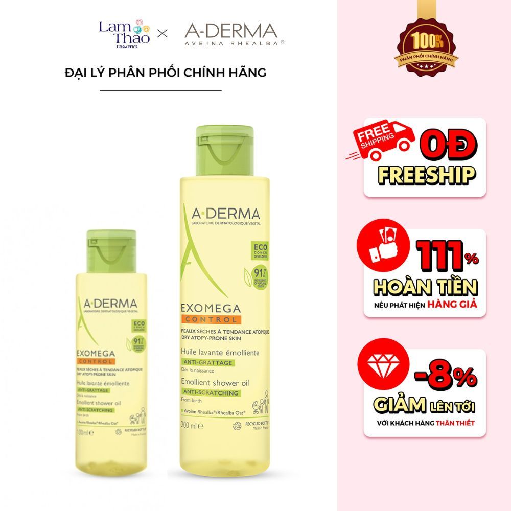 Dầu Tắm Làm Sạch Và Dưỡng Ẩm Sâu ADerma Exomega Control Emollient Cleansing Oil Anti-Scratching