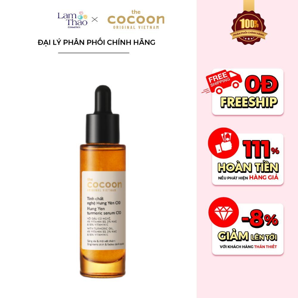 [HĐ COCOON TỪ 299K TẶNG 1 SON DƯỠNG COCOON] [HĐ COCOON TỪ 399K TẶNG 1 SỮA CHỐNG NẮNG COCOON 5ML]  Tinh chất nghệ Hưng Yên Cocoon Turmeric Serum C10 30ml