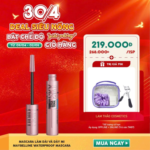 [DEAL 09/4 - 02/5 TẶNG 1 BOX QUÀ MAYBELLINE + 1 KẸP MI 3D MAYBELLINE] Mascara Làm Dài Và Dày Mi Maybelline Lash Sensational Sky High Waterproof Mascara Makeup