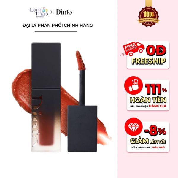 [TẶNG CỌ MÔI SILICONE JARY] Son Kem Lì Thuần Chay Dinto Blur Finish Lip Tint