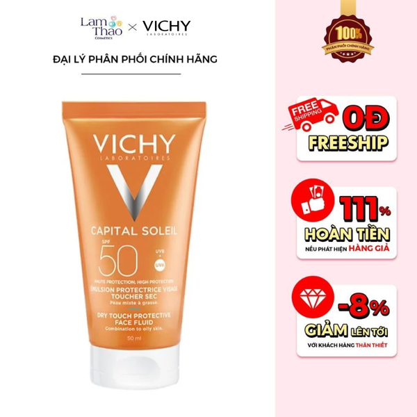 Kem Chống Nắng Dưỡng Da Cho Da Dầu Vichy Ideal Soleil Mattifying Face Fluid Dry Touch SPF 50 PA+++