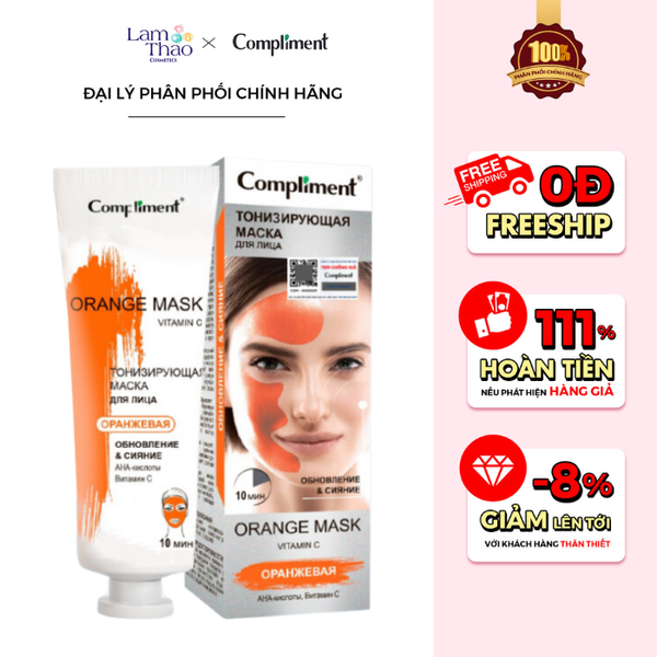Mặt Nạ Đất Sét Trắng Chiết Xuất Vitamin C Và AHA Hỗ Trợ Dưỡng Trắng Mờ Thâm Compliment Orange Mask