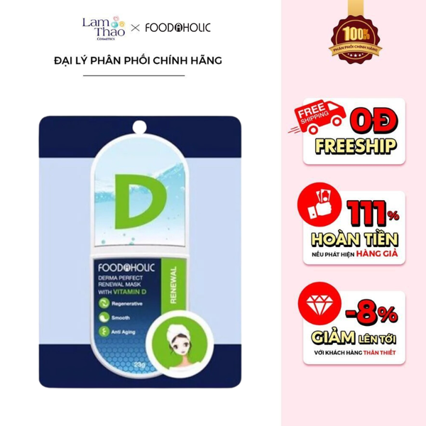 [MUA 10 MIẾNG CÒN 79K/10SP] Mặt Nạ Làm Dịu Da Dành Cho Da Mụn Foodaholic With Vitamin D - Renewal