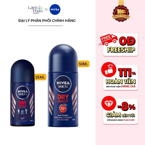 Lăn Khử Mùi Cho Nam Khô Thoáng Nivea Men 48H Dry Impact Plus