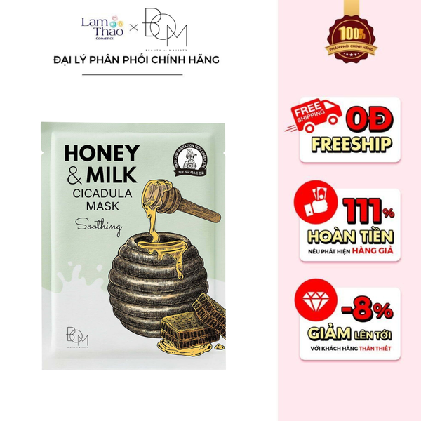 Mặt Nạ Làm Dịu Và Dưỡng Da Mềm Mại BOM Honey & Milk Soothing Cicadula Mask