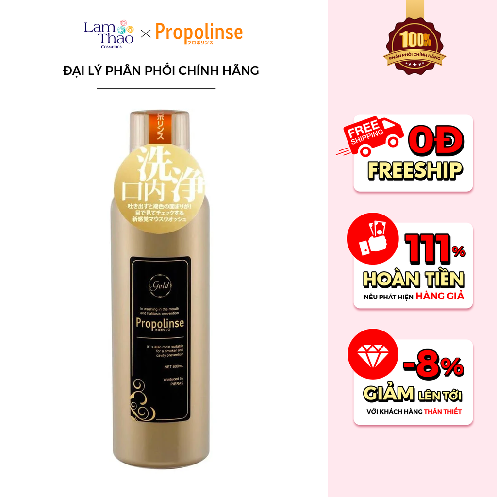 Nước Súc Miệng Propolinse Mouth Wash Propolis Gold 600ml