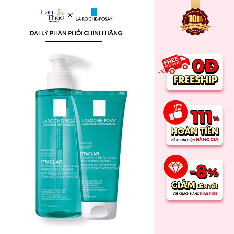 Gel Rửa Mặt Và Tắm Giúp Giảm Mụn La Roche-Posay Effaclar Micro-Peeling Purifying Gel