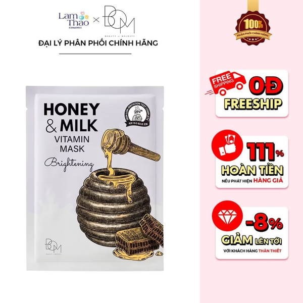 Mặt Nạ Dưỡng Sáng Da BOM Brightening Honey & Milk Brightening Vitamin Mask