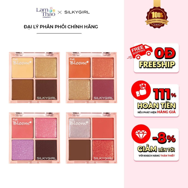 Phấn Mắt 4 Ô Có Nhũ Silkygirl Full Bloom Shadow