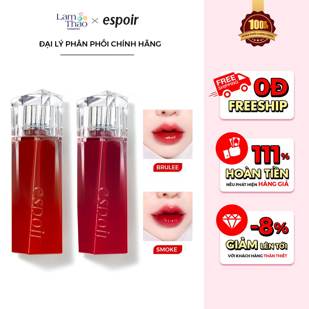 [TẶNG KẺ MẮT SUGAR]  Son Kem Tint Bóng Mềm Mịn Espoir Couture Lip Tint (Mẫu Mới)