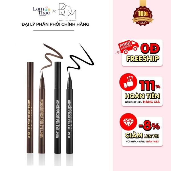 [TẶNG SON THỎI BOM MÀU 808 VER2 HOÁ ĐƠN BOM 399K] Kẻ Mắt Nước Lâu Trôi BOM Wonderproof Pen Eye Liner