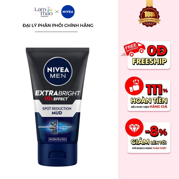 Sữa Rửa Mặt Nivea Men Giúp Sáng Da & Kiểm Soát Nhờn Nivea Extra Bright Spot Reduction Mud Foam
