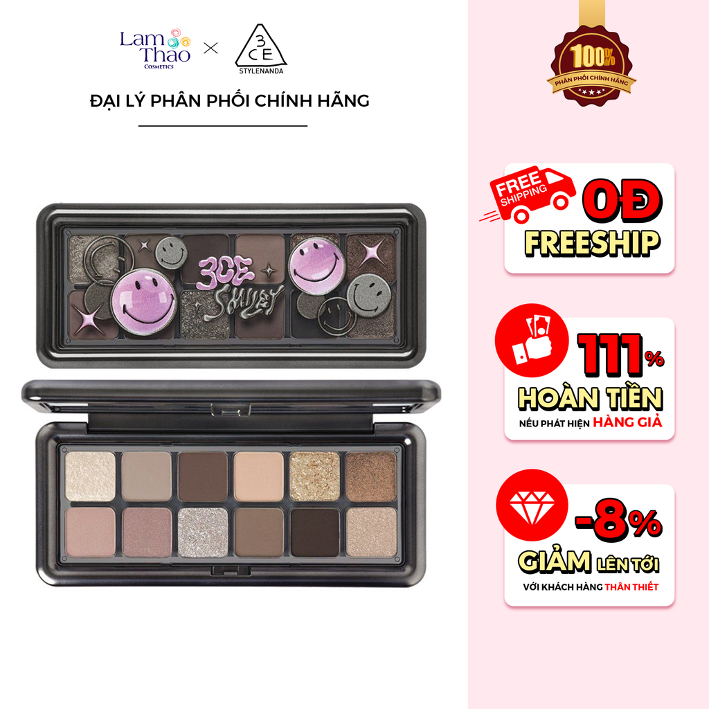 Phấn Mắt 3CE New Take Eyeshadow Palette Smiley Edition