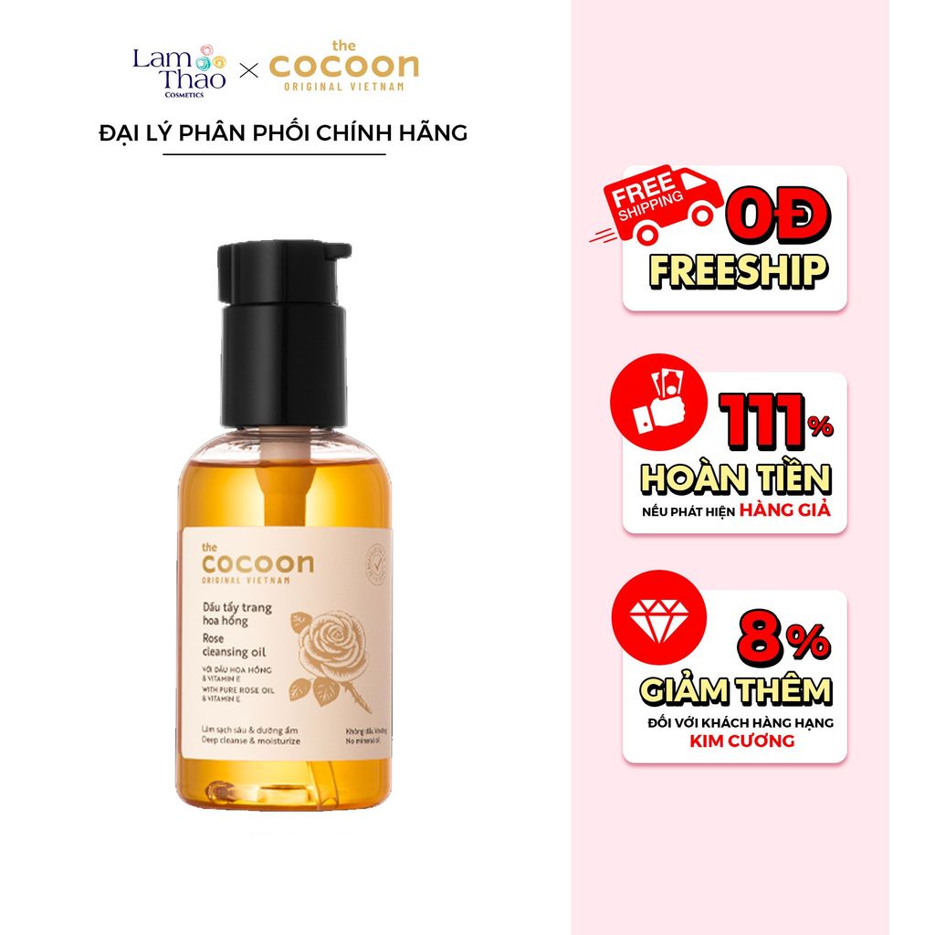 [HĐ COCOON TỪ 299K TẶNG 1 SON DƯỠNG COCOON] [HĐ COCOON TỪ 399K TẶNG 1 SỮA CHỐNG NẮNG COCOON 5ML]  Dầu Tẩy Trang Chiết Xuất Hoa Hồng Cocoon Rose Cleansing Oil