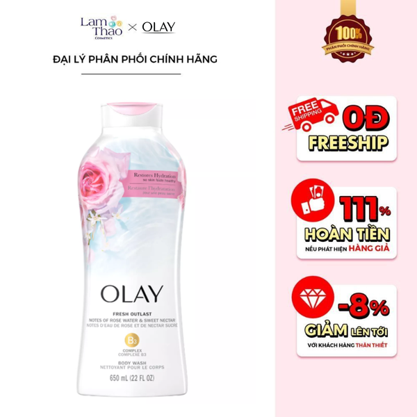 Sữa Tắm Olay Fresh Outlast Rose Water & Sweet Nectar Body Wash