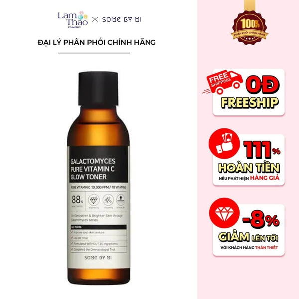 Nước Hoa Hồng Dưỡng Sáng Da, Chống Lão Hóa Da Some By Mi Galactomyces Pure Vitamin C Glow Toner