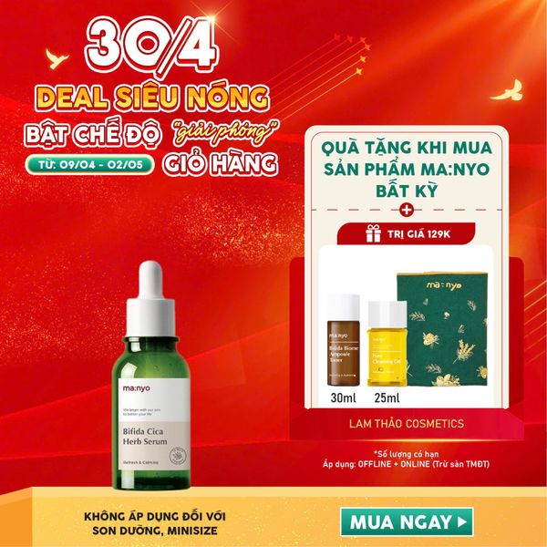 [DEAL 09/4 - 02/5 MUA SP MANYO FULLSIZE BẤT KÌ TẶNG 1 KHĂN MANYO + 1 TONER MANYO 30ML + 1 DẦU TT 25ML] Tinh Chất Dưỡng Da Thảo Dược Manyo Bifida Cica Herb Serum