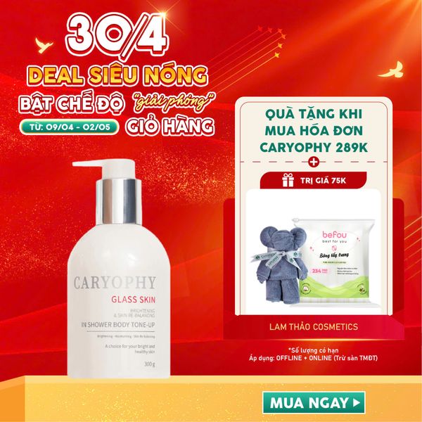 [DEAL 09/4 - 02/5 HĐ CARYOPHY 289K TẶNG 1 BÔNG TT BEFOU 234M + 1 KHĂN TẮM CARYOPHY] Kem Dưỡng Trắng Da Caryophy Glass Skin In Shower Body Tone-Up Cream