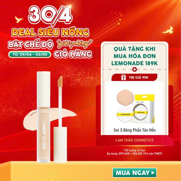 [DEAL 09/4 - 02/5 HĐ LEMONADE 189K TẶNG SET 3 BÔNG PHẤN LEMONADE] Kem Che Khuyết Điểm Kiềm Dầu Lemonade Matte Addict Concealer