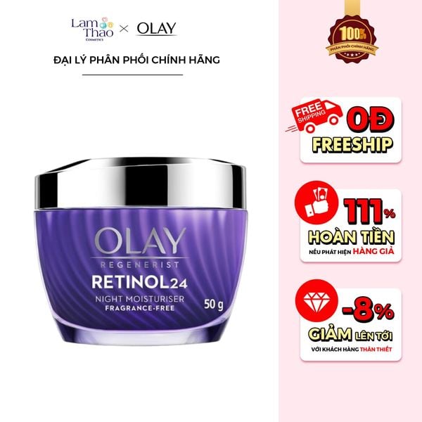 Kem Dưỡng Ban Đêm Chiết Xuất Retinol 24 Hỗ Trợ Tái Tạo Da Chống Lão Hóa Toàn Diện Olay Regenerist Retinol 24 Night Moisturiser Fragrance-Free