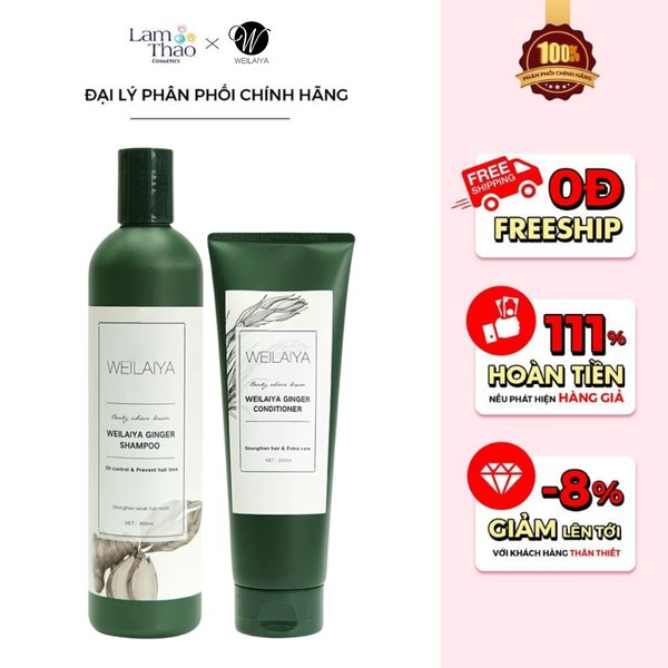 Bộ Dầu Gội Và Xã Gừng Weilaiya Hair Strength Shampoo & Conditioner