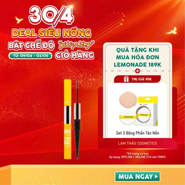[DEAL 09/4 - 02/5 HĐ LEMONADE 189K TẶNG SET 3 BÔNG PHẤN LEMONADE] Chì Kẻ Mày 2 Đầu Lemonade Want It Got It Dual Eyebrow