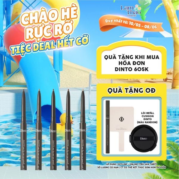 [DEAL 10/5 - 8/6 HĐ DINTO 605K TẶNG 1 GƯƠNG CẦM TAY DINTO + CHÌ MÀY DINTO + LÕI REFILL DINTO] Chì Kẻ Mắt Lâu Trôi Thuần Chay Dinto One By One Eye Pencil