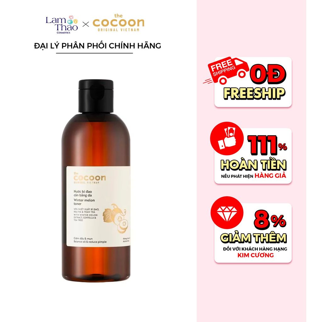 [HĐ COCOON TỪ 299K TẶNG 1 SON DƯỠNG COCOON] [HĐ COCOON TỪ 399K TẶNG 1 SỮA CHỐNG NẮNG COCOON 5ML] Nước Cân Bằng Da Chiết Xuất Bí Đao Cocoon Winter Melon Toner